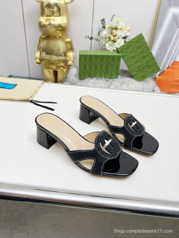 2025 Gucci Black Leather Slippers