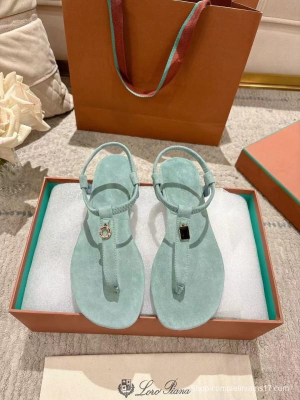 2025 Women LP Light Blue Suede Sandals LY00250