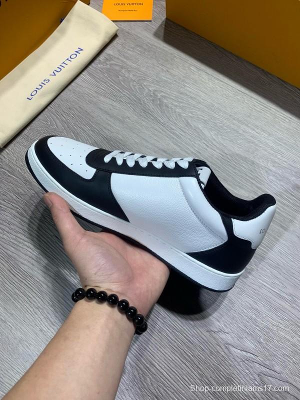 2024 Unisex Louis Vuitton Black White Nappa Calf Leather Sneaker High Frequency Logo MJ00380