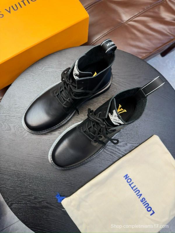 2024 Men Louis Vuitton Black Calf Leather Casual High Top MJ00440