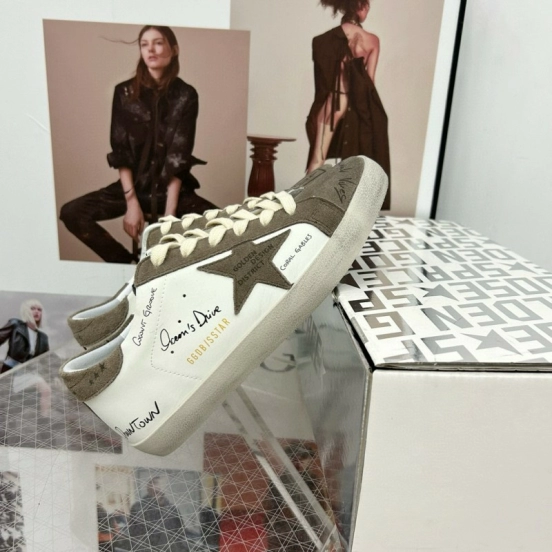 2024 Women GGDB White Grey Suede Leather Sneakers