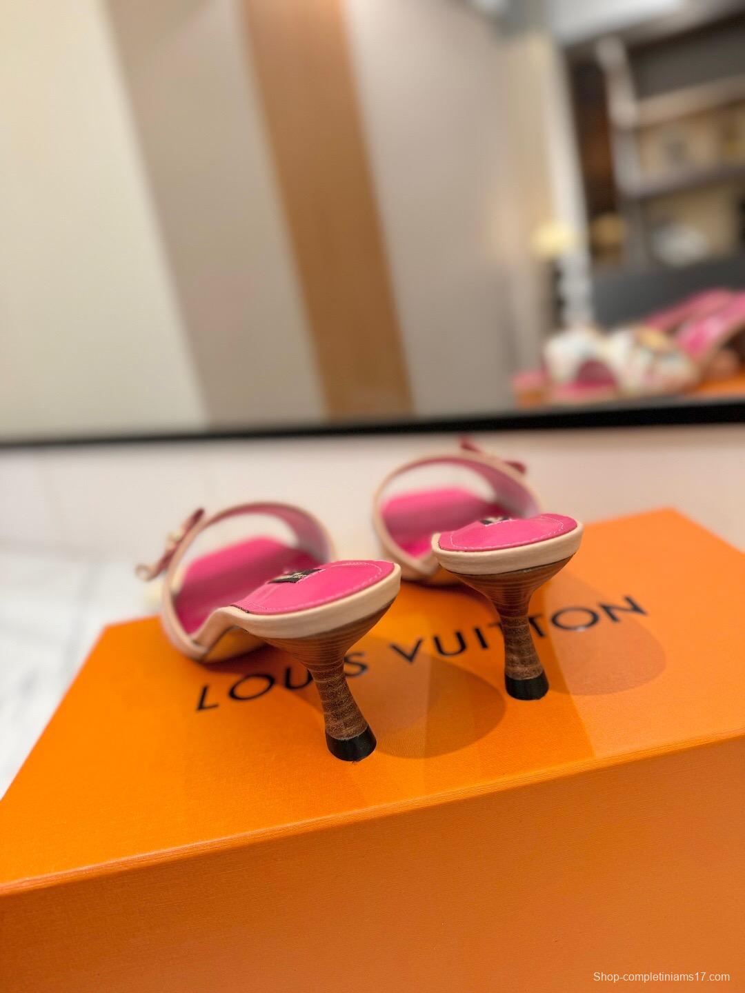 2025 Women LV Pink White Leather Sandals KFY00310