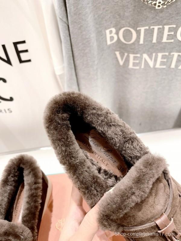 2024 Women Le Parmentier Brown Suede Shearling Loafer MJ00310