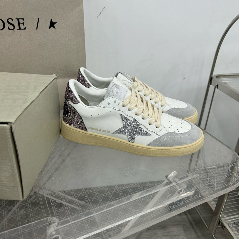 2024 Unisex GGDB White Silver Glitter Leather Suede Sneakers MJ00260