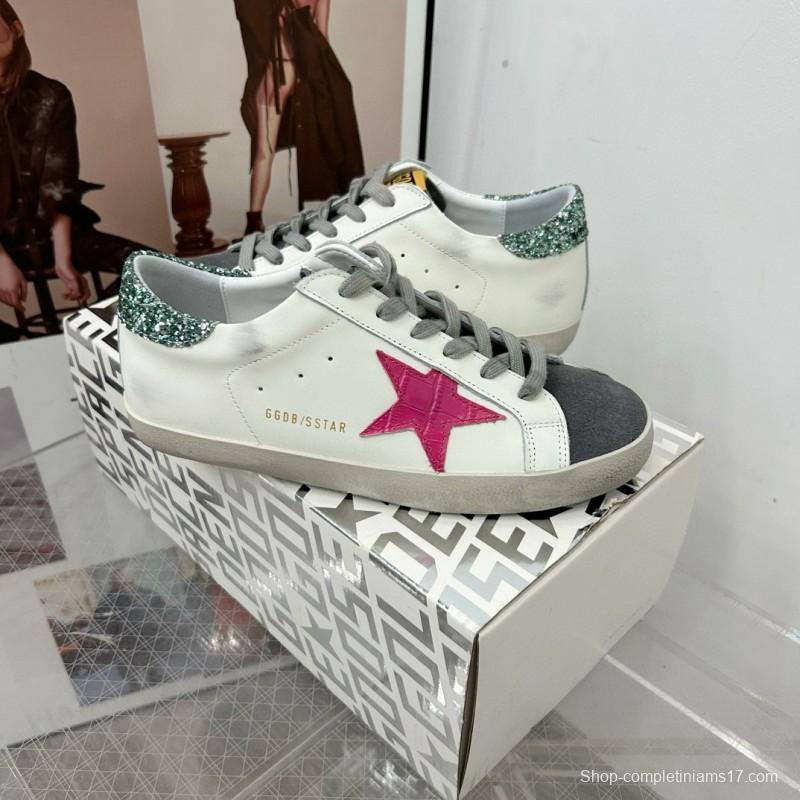 2025 Women GGDB White Pink Grey Glitter Leather Suede Sneakers
