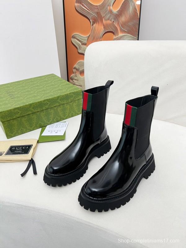 2024 Women Gucci Black Leather Boots MJ00340