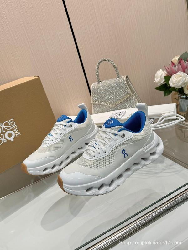 2025 Unisex Loewe White Blue Mesh Leather Sneakers