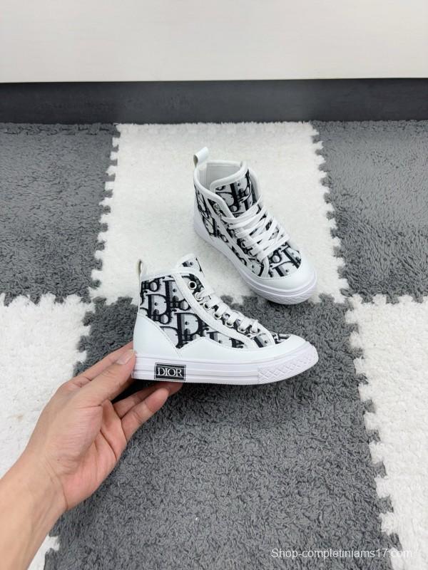 2024 Kids Dior Black White Canvas Sneakers