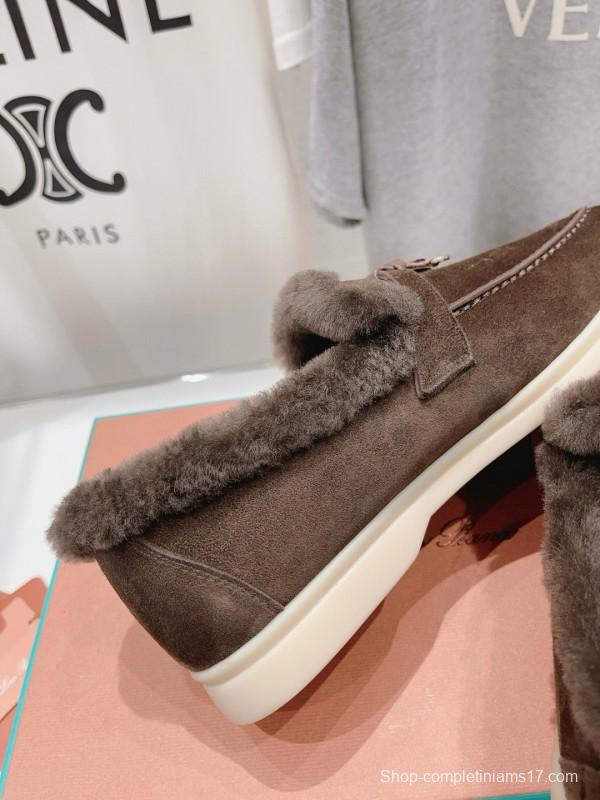 2024 Women Le Parmentier Brown Suede Shearling Loafer MJ00310