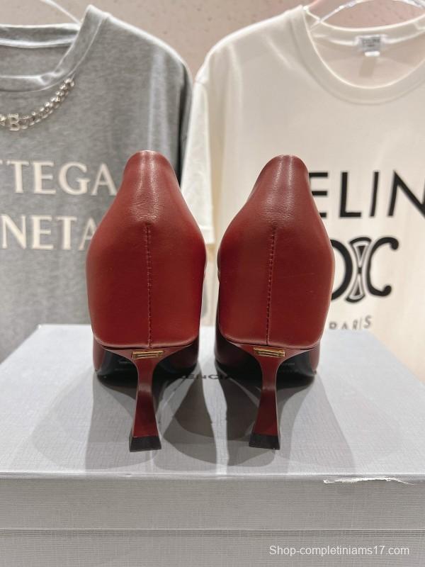 2025 Women Balenciaga Red Leather High Heel Shoes
