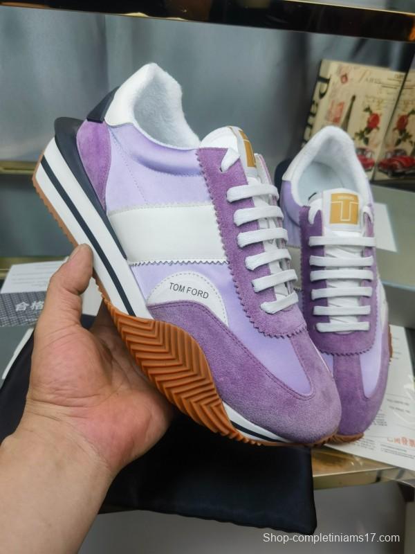 2025 Unisex TOM FORD Purple White Suede Leather Sneakers LY00360(F)/LY00370(M)
