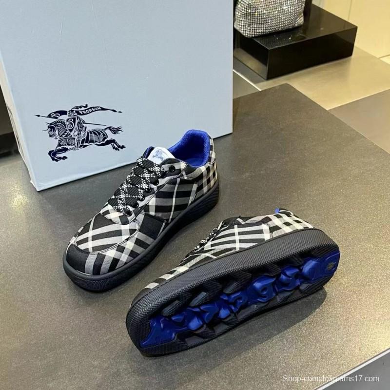 2024 Unisex Burberry Black White Nylon Sneakers