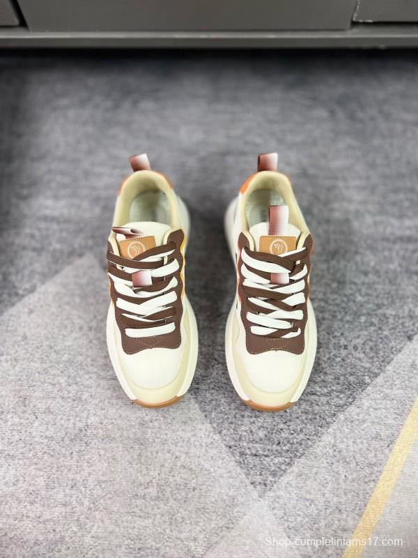 2024 Unisex Armani Beige Brown Pink Leather Mesh Casual Shoes MJ00230