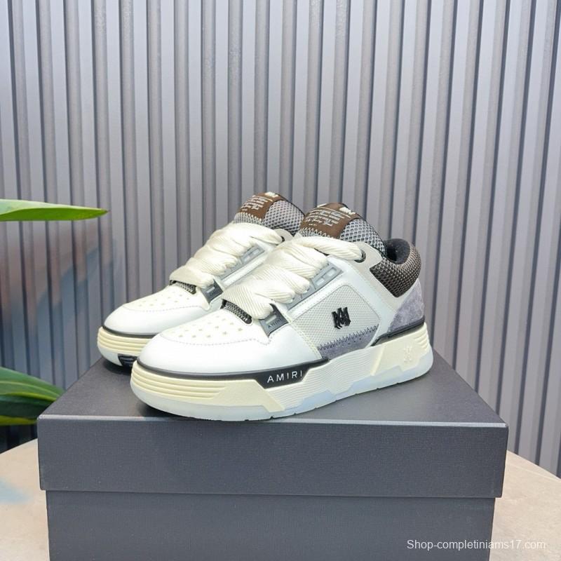 2024 Unisex Amiri White Grey Mesh Suede Sneakers MJ00360