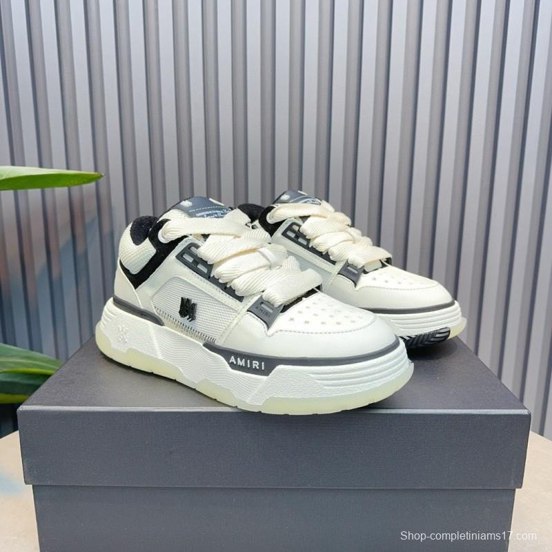 2024 Unisex Amiri White Black Leather Sneakers MJ00360