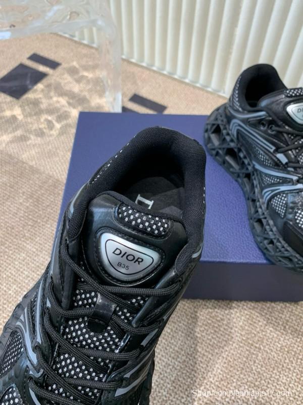 2024 Unisex Dior Black Mesh Leather Sneakers MJ00400