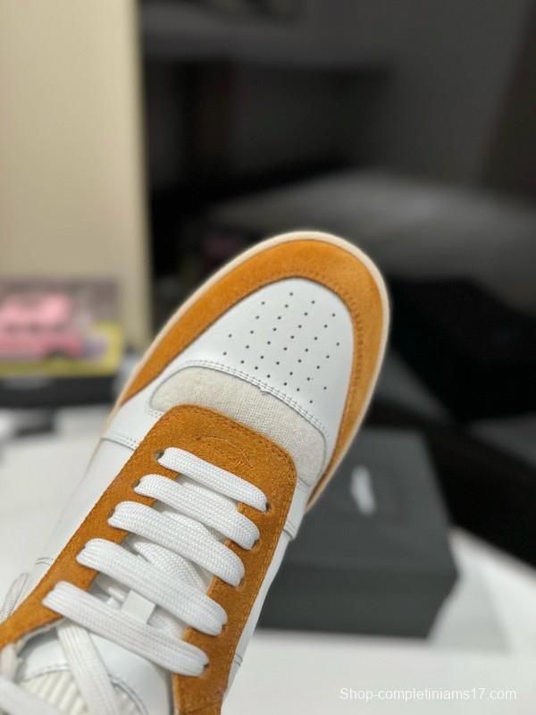 2024 Unisex Yves Saint Laurent White Orange Leather Sneakers MJ00390