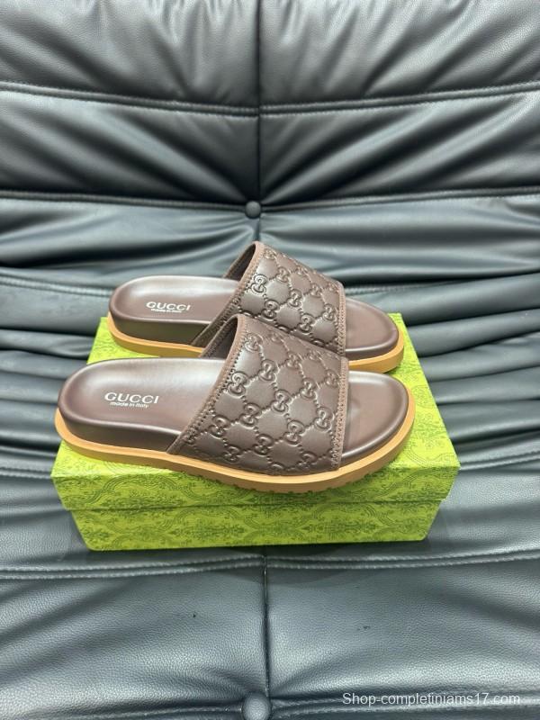 2024 Gucci brown leather Slippers MJ00200