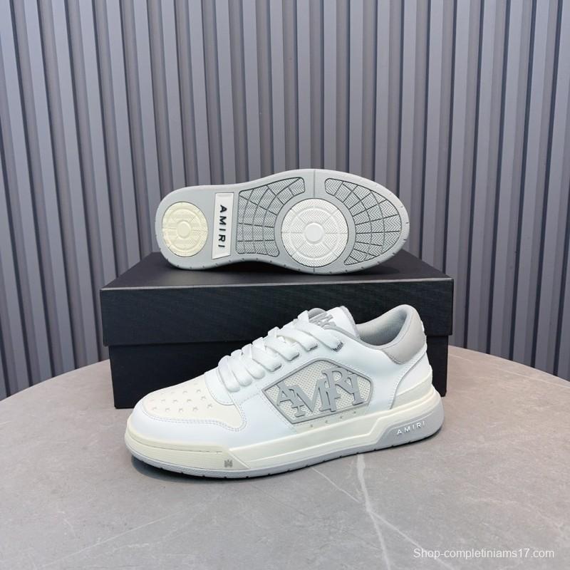 2025 Unisex Amiri White Grey Leather Sneakers MJ00360