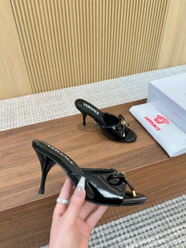 2025 Women VERSACE Black Leather High Heel LY00210
