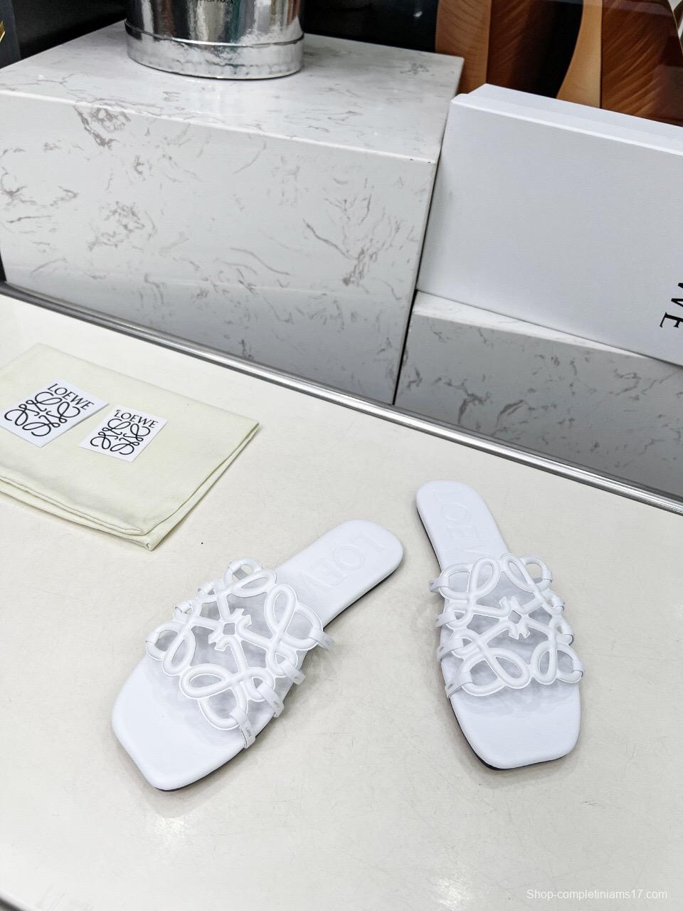 2025 Slippers Loewe White Leather Limited Edition LY00190