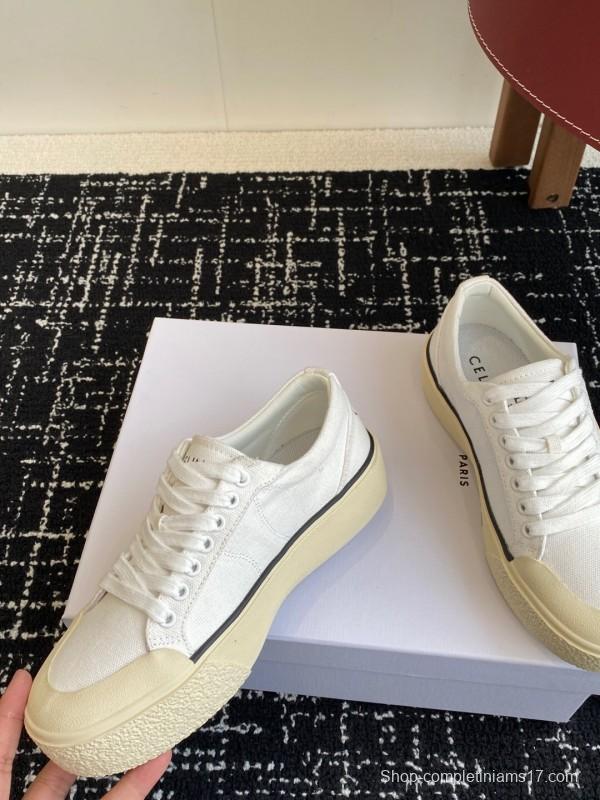 2025 Women Celine White Canvas Sneakers CR-03