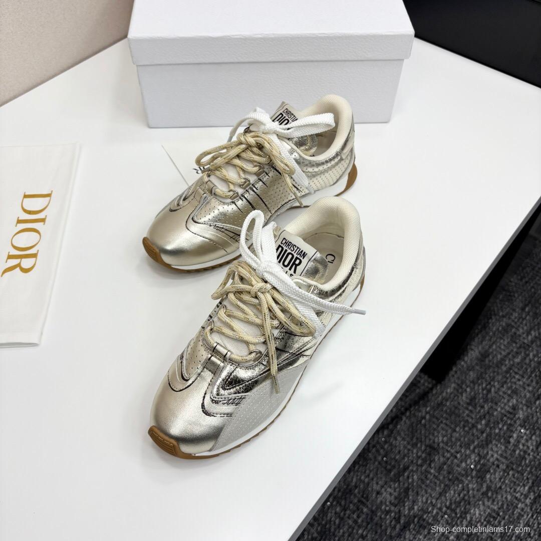 2025 Women Dior Silver Leather Running Shoes LY00300