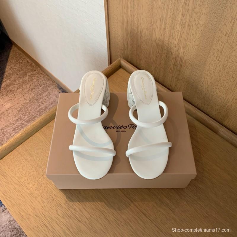 2025 Women Gianvito Rossi White Leather Sandals