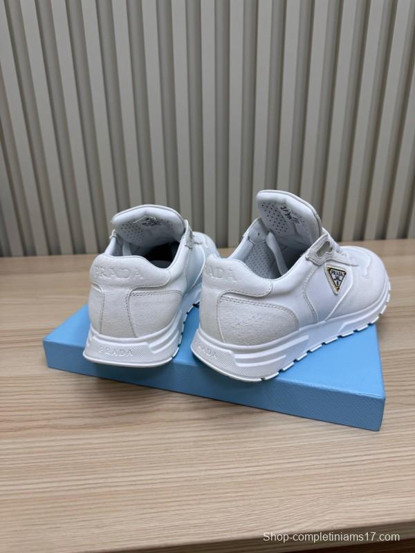 2025 Women Prada White Leather Sneakers