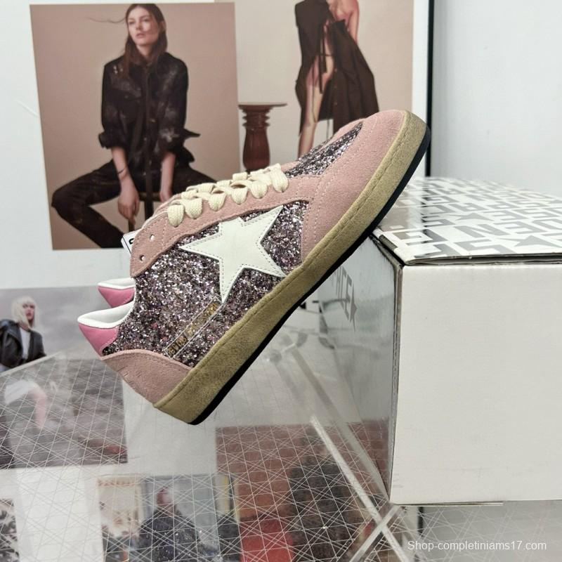 2024 Women GGDB Pink White Glitter Suede Sneakers MJ00260