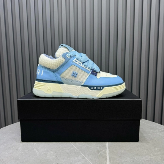 2024 Unisex Amiri Light Blue White Leather Sneakers MJ00360