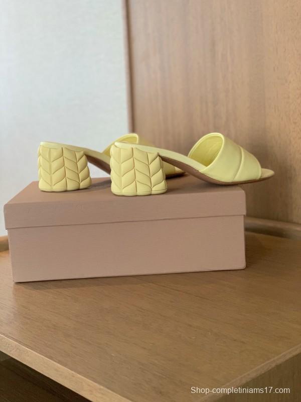 2025 Gianvito Rossi Yellow Leather Slippers KFY00260