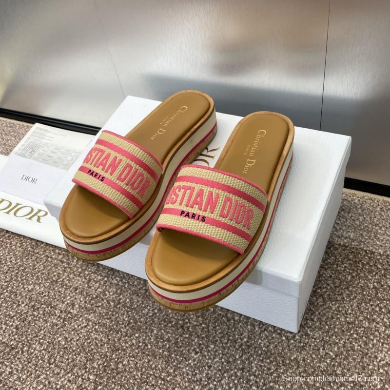2025 Slippers Dior Pink Canvas Slide
