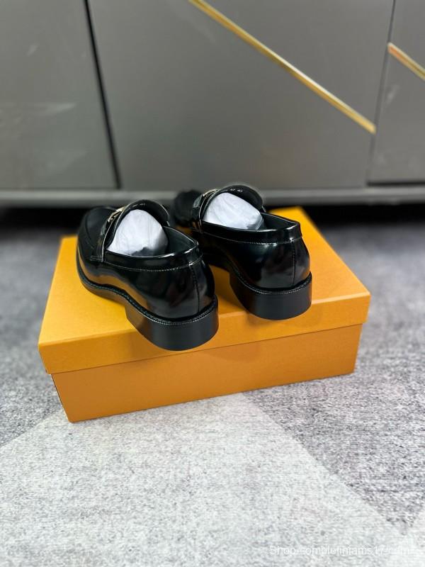 2024 Men Louis Vuitton Black Leather Dress Shoes MJ00290