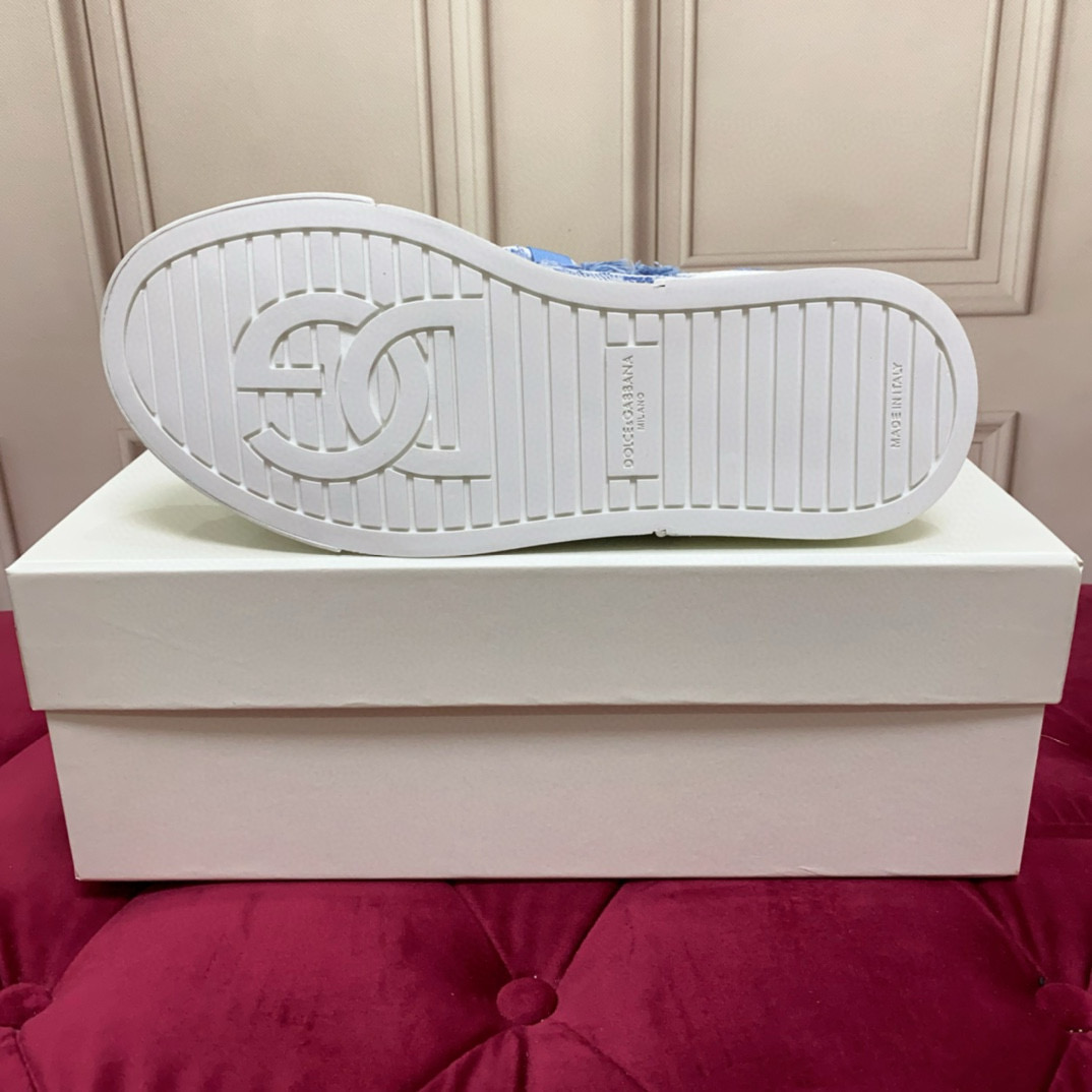 2024 Women Dolce & Gabbana Blue Denim Canvas Sneakers