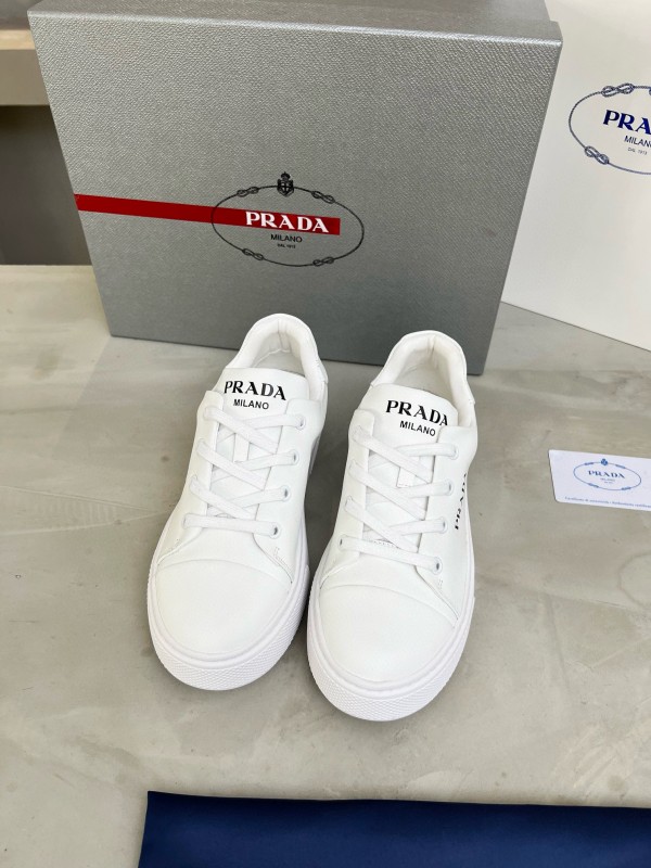 2024 Unisex Prada White Calfskin Leather Sneakers MJ00310