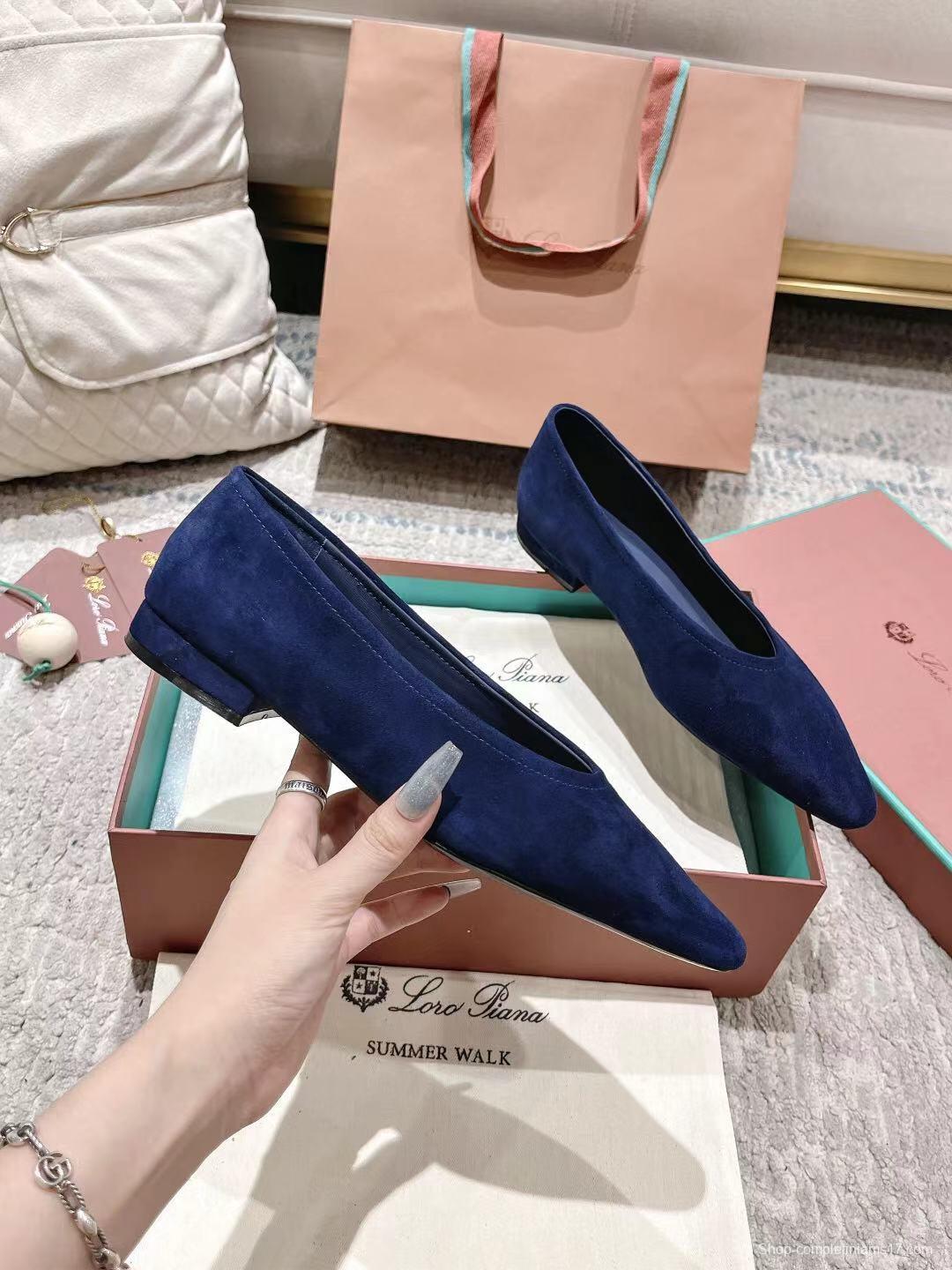 2025 Women LP Navy Suede Ballet Flats
