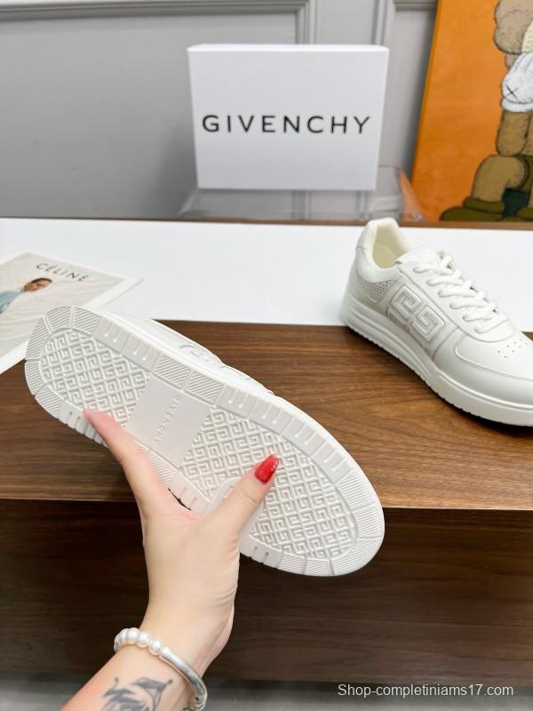 2024 Unisex Givenchy White Silk Calf Leather Patent Leather Sneakers MJ00380