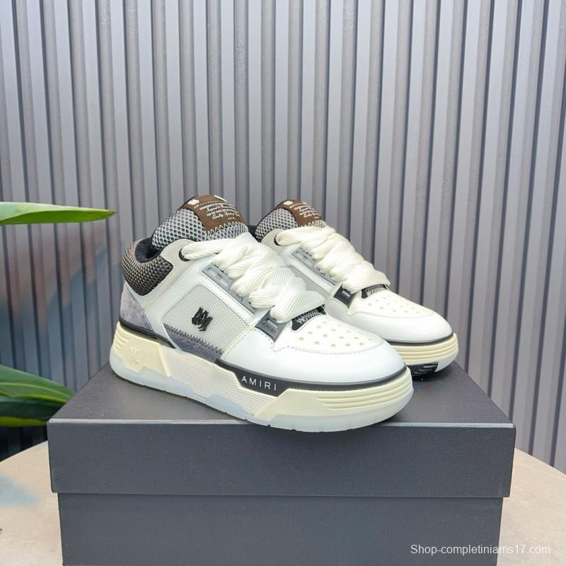 2024 Unisex Amiri White Grey Mesh Suede Sneakers MJ00360