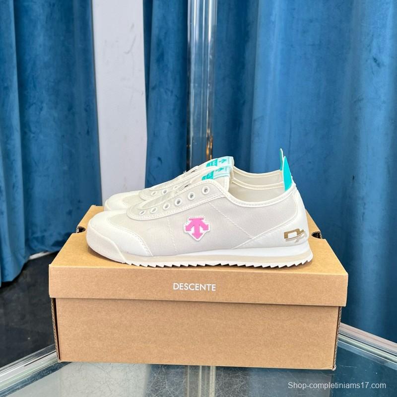 2024 Unisex DESCENTE迪桑特 White Pink Canvas Sneakers