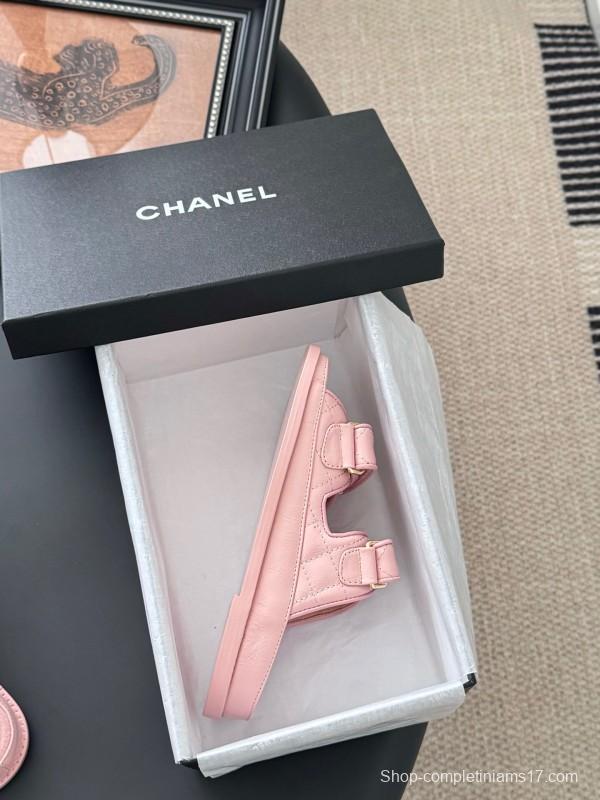 2025 Women Chanel Pink Leather Sandals LY00310