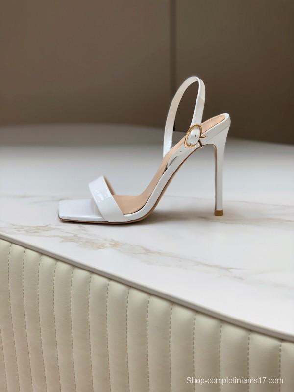 2025 Women Gianvito Rossi White Leather High Heel Slingback Sandals