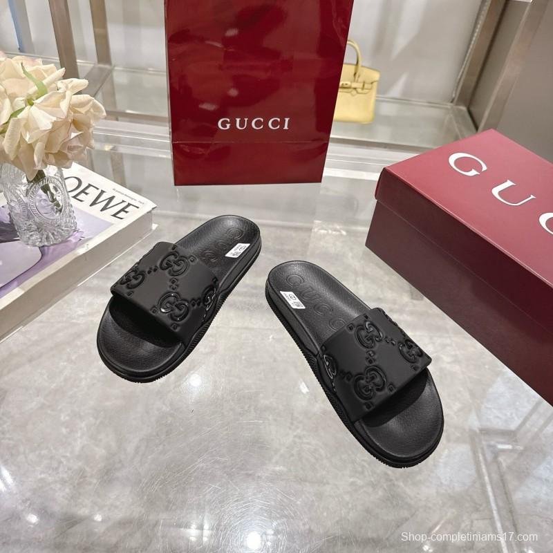 2025 Gucci Black Rubber Slippers