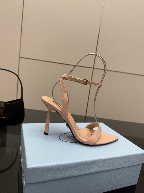 2025 Women Prada Nude Leather Sandals