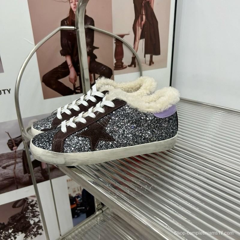 2025 Women GGDB Black Silver Glitter Leather Sneakers MJ00260