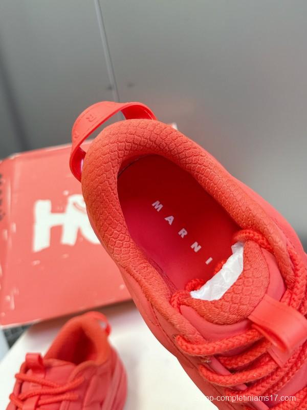 2025 Women Marni Red Fabric Sneakers