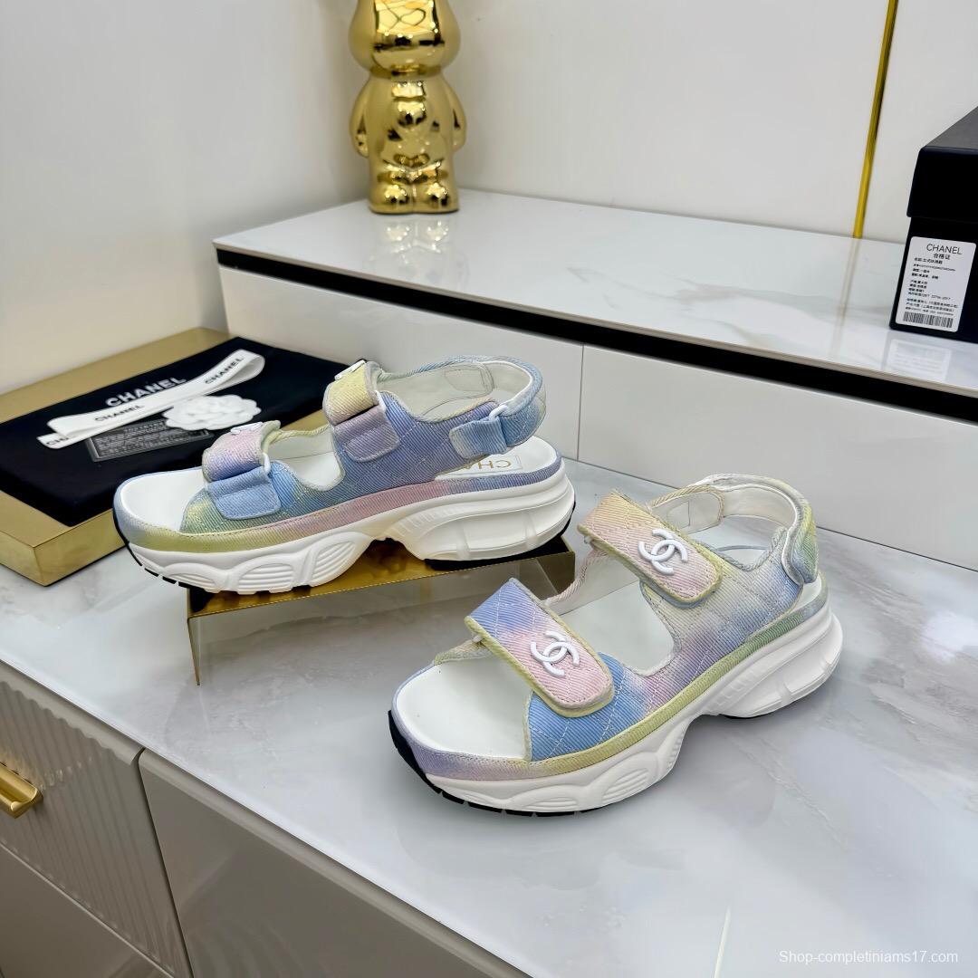 2025 Slippers Chanel Pastel Yellow Blue Pink Textile Slippers