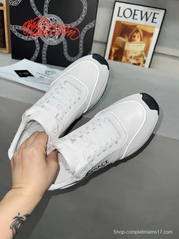 2025 Men VERSACE White Grey Leather Suede Sneakers LY00320