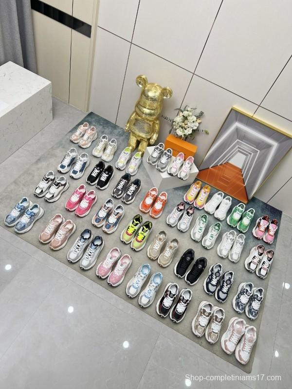 2025 Unisex Louis Vuitton Pink White Leather Tech Fabric Sneakers Monogram LY00340