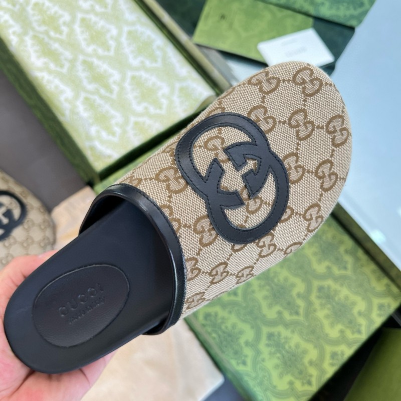 2024 Slippers Gucci beige black fabric mule MJ00280